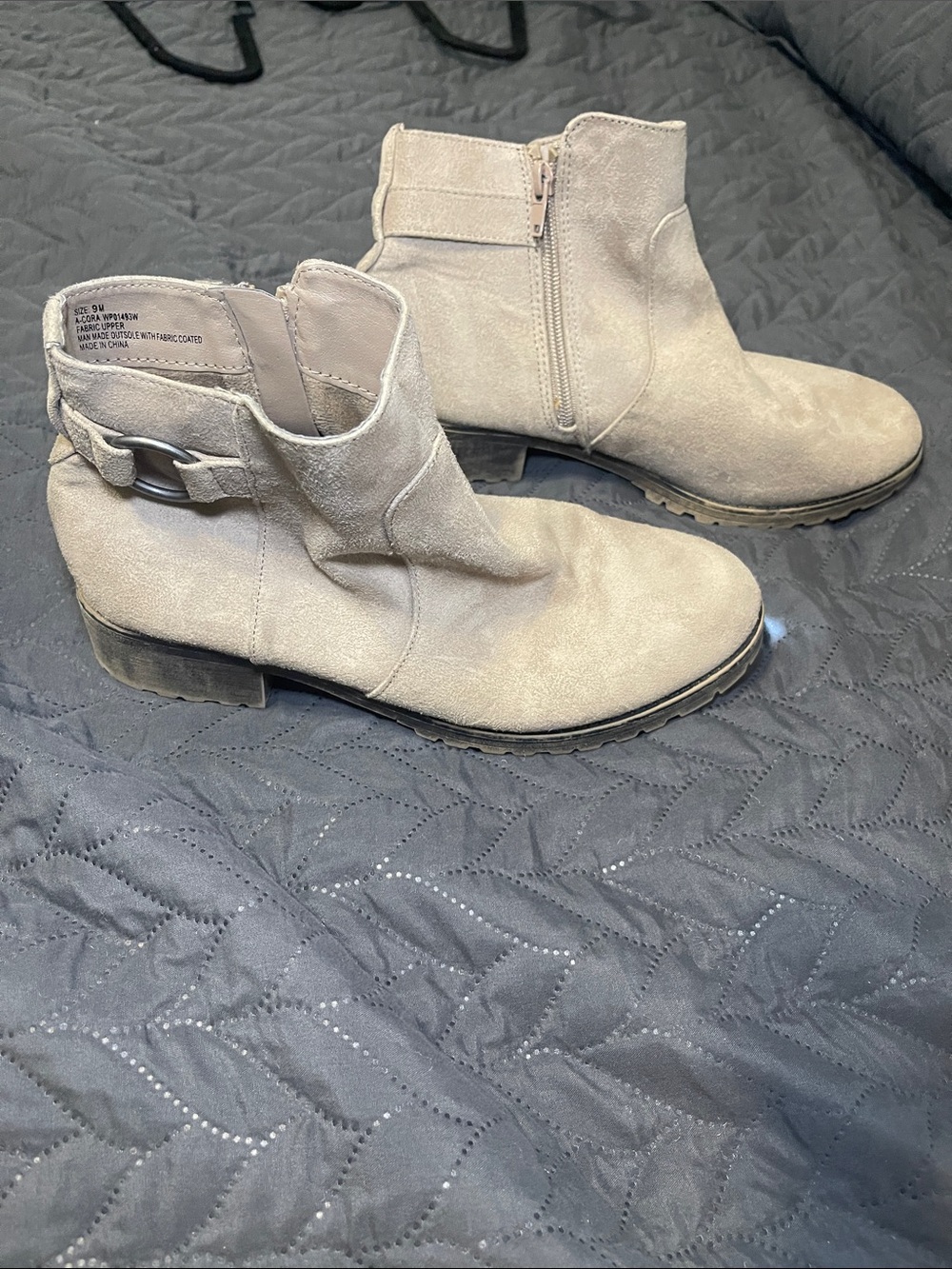 Taupe Suede Ankle Boots with Side Buckle